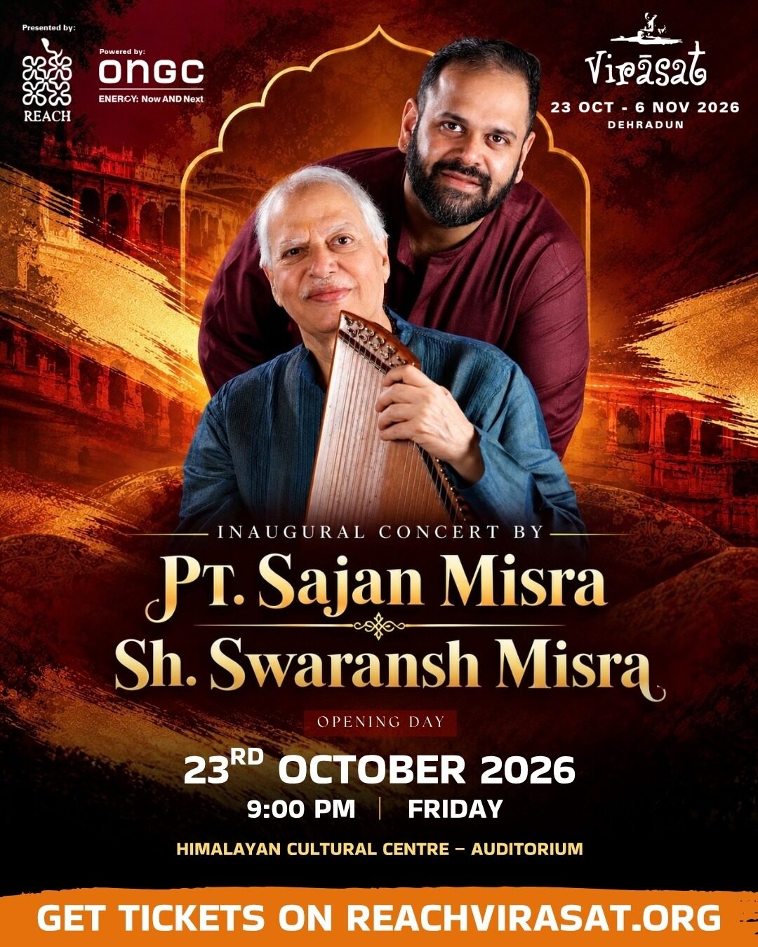 Inaugural Concert by Sajan Misra and Swaransh Misra - Pt. Sajan Misra & Sh. Swaransh Misra, Fri 23 Oct · 9:00 PM